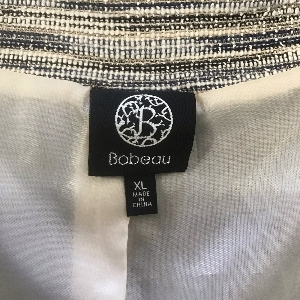 Bobeau Tan, Cream, Gray, Black Twill Bell Sleeve Blazer, Size XL - Picture 10 of 14